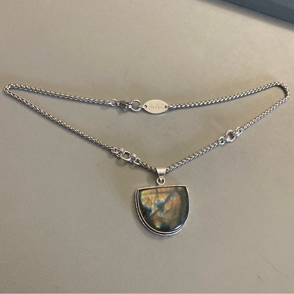 925 sterling silver overlay iridescent labradorite charm boho gemstone necklace - Picture 10 of 15